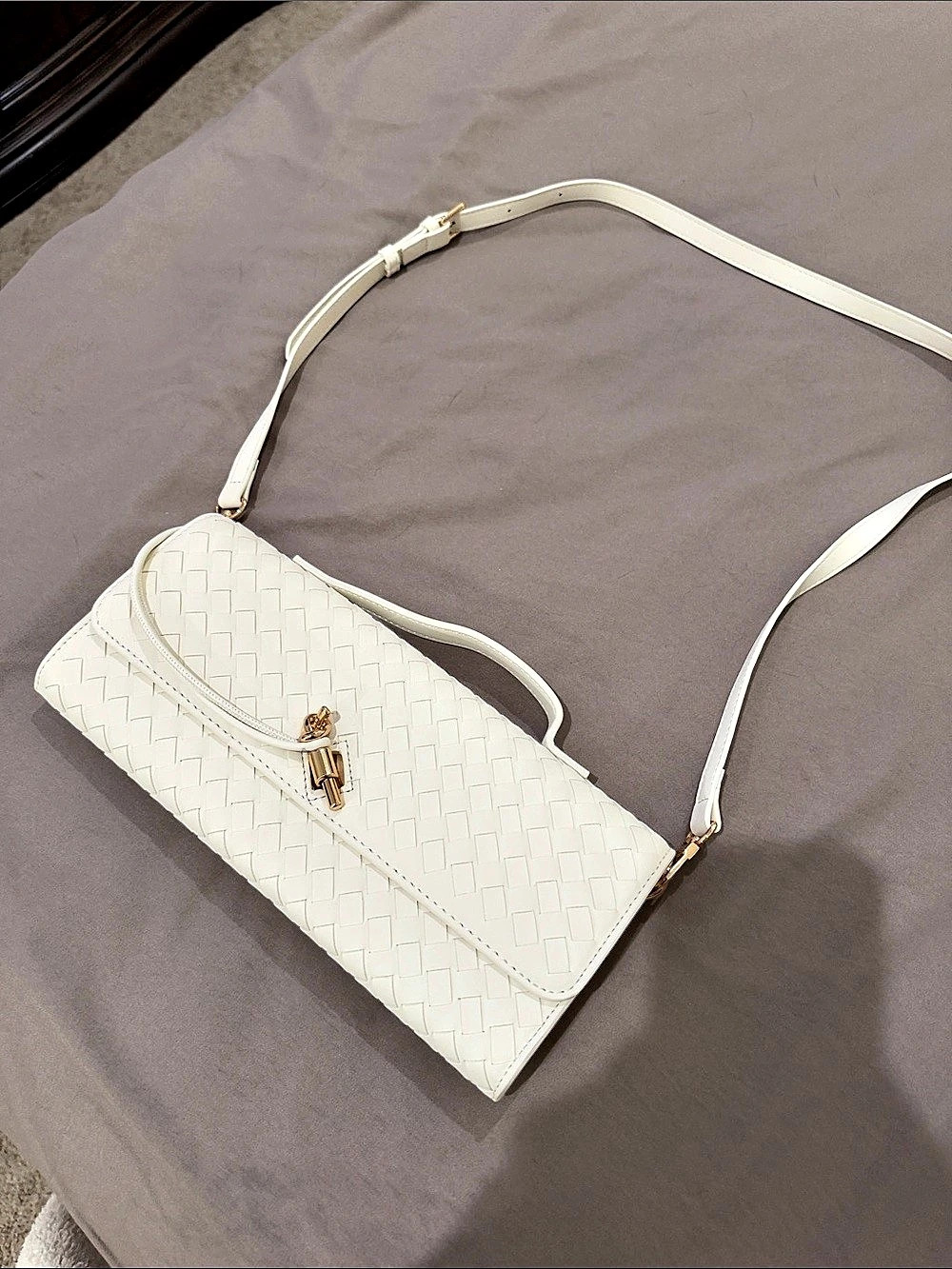 nwot Few moda Woven Leather Lock Crossbody cream